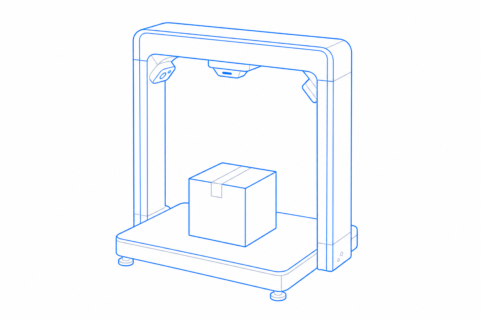 Parcel Dimensioner product illustration for the CloudIP warehouse hardware for smbs catalog.