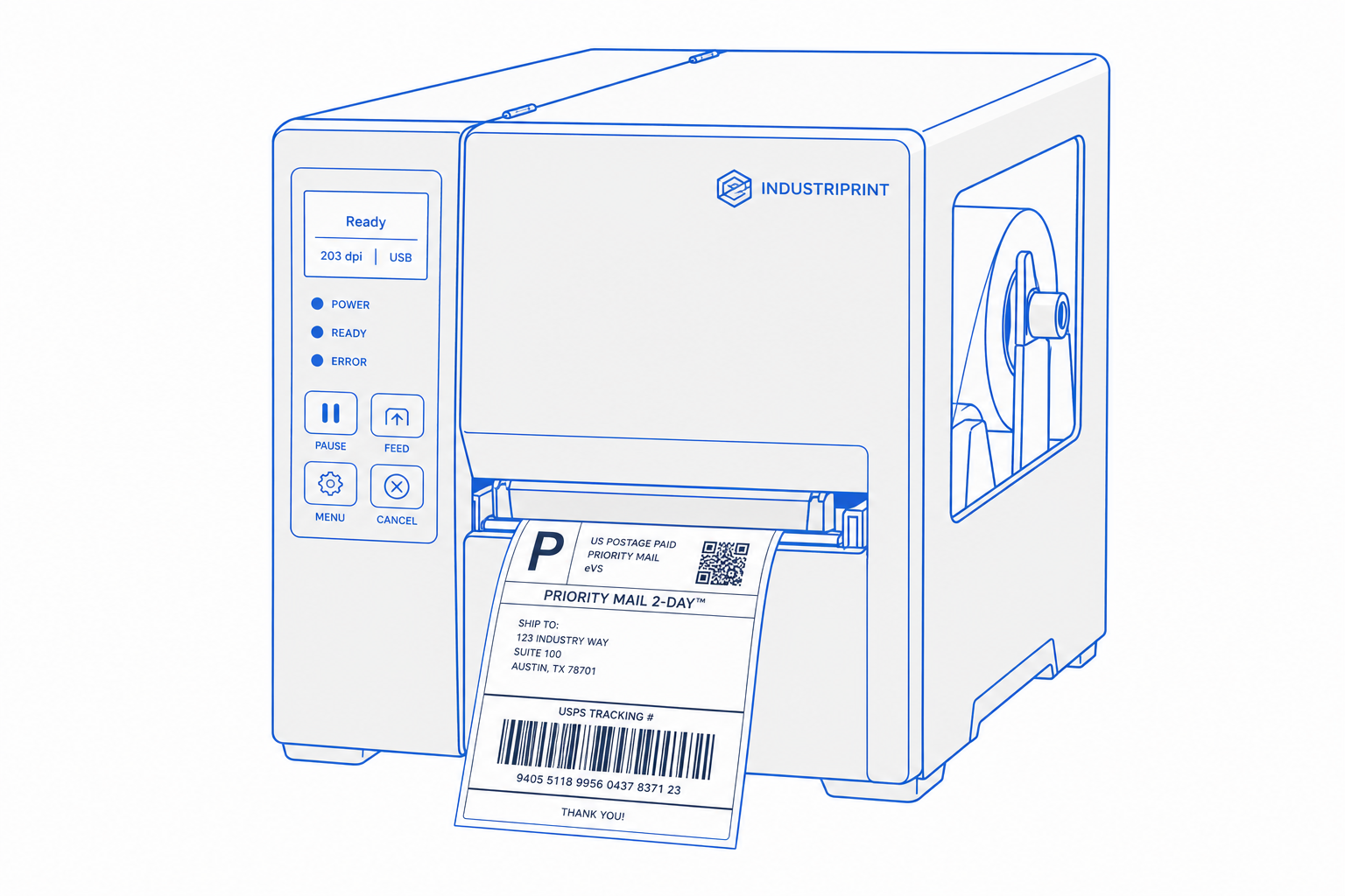 Desktop Label Printer product illustration for the CloudIP warehouse hardware for smbs catalog.